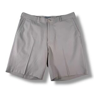 Peter Millar Wicking Men's Size 36 Chino Golf Shorts Light Khaki Beige Polyester